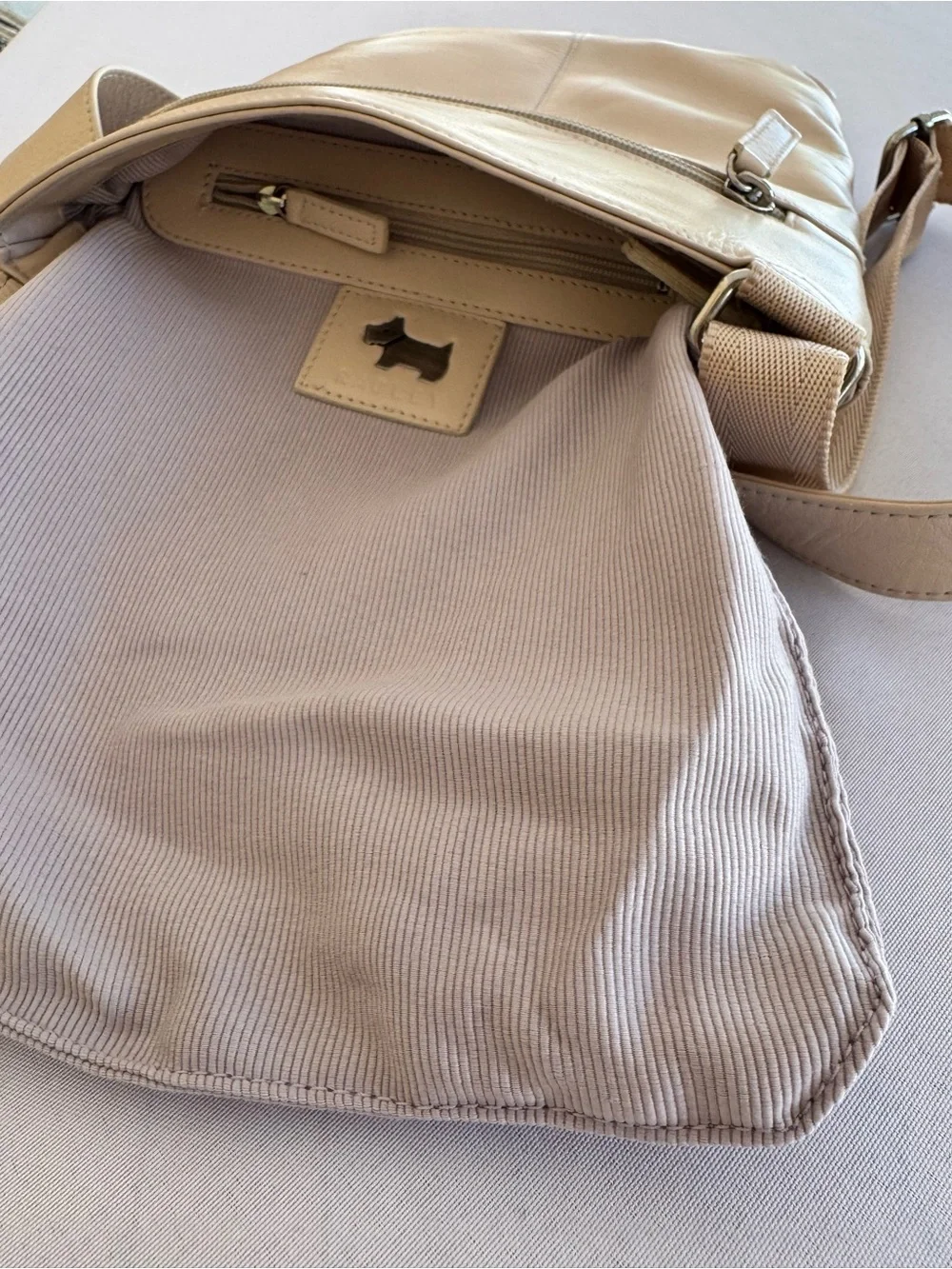 Radley London Iconic Zip-Top Leather Crossbody Pocket Bag in soft pedal pink